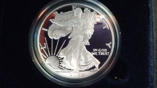 2007 - W 1 Oz Proof Us Dollar American Silver Eagle W/box &certificate photo