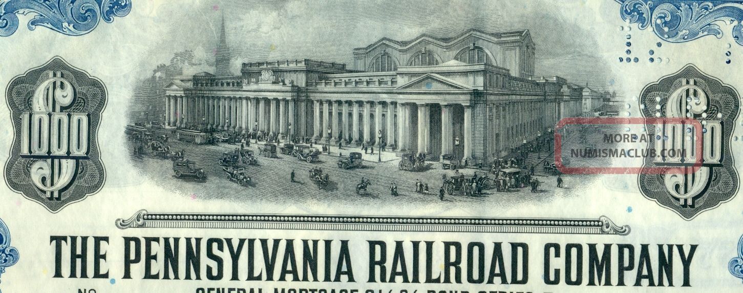 1945 Pennsylvania Railroad Company Bond Stock Certificate Pa Transportation photo