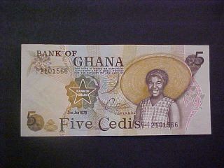 1976 Ghana Paper Money - 5 Cedis Banknote photo