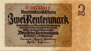 Nazi Germany 2 Rentenmark 1937 H04725012 photo