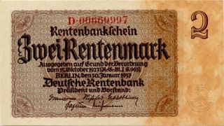 Nazi Germany 2 Rentenmark 1937 D00669997 photo