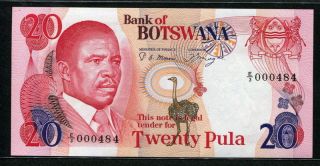 Botswana 1982,  20 Pula,  P10a,  Gem Unc photo