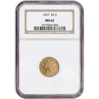 1927 Us Gold $2.  50 Indian Head Quarter Eagle - Ngc Ms62 photo