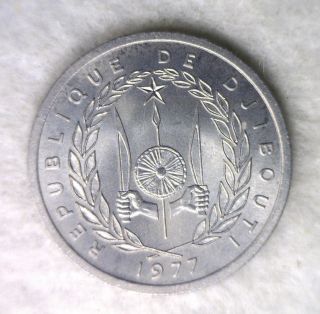 Djibouti 2 Francs 1977 Bu Africa Coin (stock 0390) photo