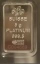 5 Gram Pamp Suisse Platinum Bar (in Assay) 999.  5 Fine Platinum photo 3