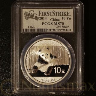 2014 China 10 Yn Panda Silver First Strike Pcgs Ms70 photo