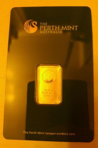 5 Gram Perth Gold Bar.  9999 Fine (in Assay) photo