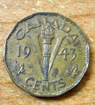 1943 Canada 5 Cent Tombac Coin photo