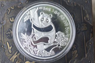 70mm China 1987 Year 5oz Alloy Silver Plated Panda Commemorative Coin· photo