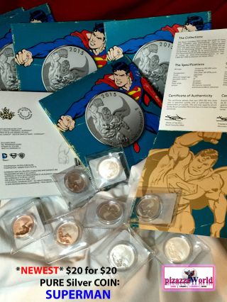 2015 Canada $20/$20 Superman Pure 99.  99 Fine Silver Proof Coin Uncirculated photo