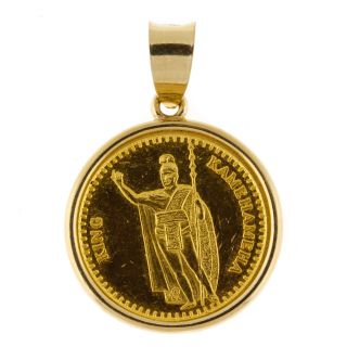 King Kamehameha 24k Gold Coin Mounted In 14k Bezel photo