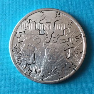 2015 Burundi African Lion Silver Jigsaw Puzzle Coin 1 Oz.  999 Fine,  Hand Cut photo