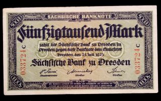 German Saxony 1923 50000 Mark Banknote P S959 Note Serial 033724c photo