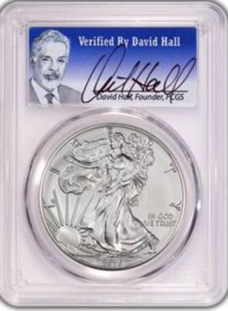 2016 $1 Silver Eagle Ms70 Signed & Verified By Pcgs Founder David Hall photo