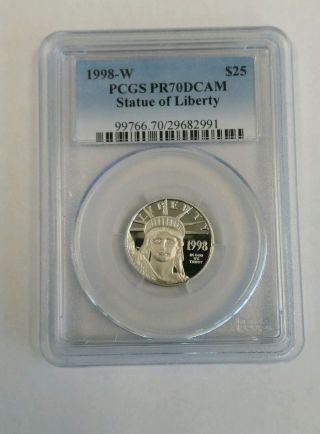 1998 - W $25 Pcgs Pr - 70 - Dcam American Platinum Eagle.  Low Pop. photo