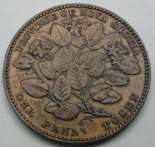 Nova Scotia 1 Penny Token 1856 - Copper - Vf - 1449 photo