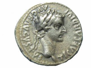 Ancient Roman Silver Denarius Of Emperor Tiberius (14 - 37),  Rare photo