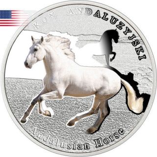 Niue 2015 1$ Andalusian Horset Man’s Best Friends – Horses Proof Silver Coin photo
