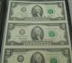 2003 Thomas Jefferson Uncut Sheet 4) $2 Dollar Bills World Reserve $28.  88 Small Size Notes photo 1
