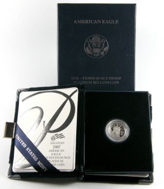 2007 - W $10 American Platinum Eagle 1/10 Oz.  9995 Proof - Us photo