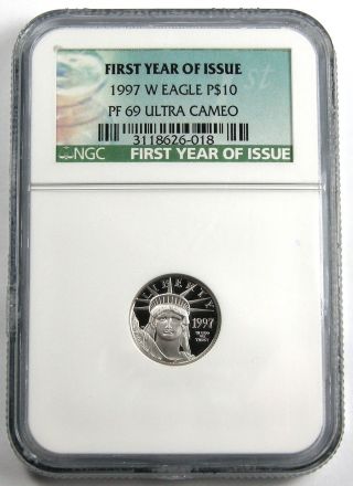 1997 - W $10 American Platinum Eagle 1/10 Oz.  999 - Ngc Pr 69 Ultra Cam - 1st Year photo