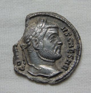 Rare Ancient Old Silver Roman Coin Argenteus Of Costantius I Defect photo