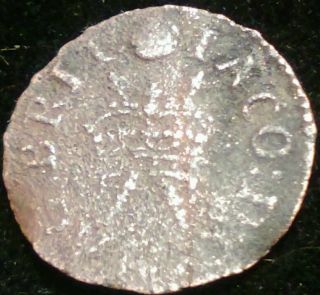 Rare Rose Farthing Of Charles I,  Circa 1643.  Kings Crown Harp Coin photo