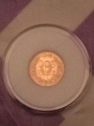 Gold Coin Dos Pesos Gold Coin 1945.  0482 photo