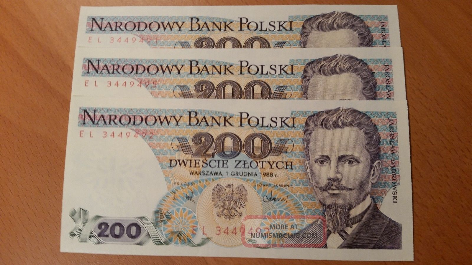 Poland, 3 X 200 Zlotych 1988 Unc Ser El