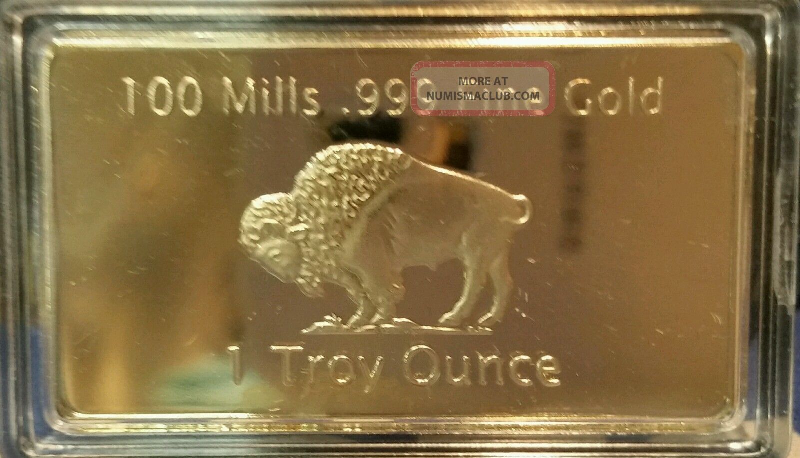 1 Troy Ounce Gold Buffalo Bar 100 Mills Clad.  999 24k Fine Bullion Bar. Bars & Rounds photo