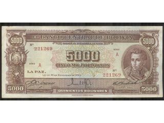 Bolivia - Note - 5000 Bolivianos - 1945 - Vf, photo