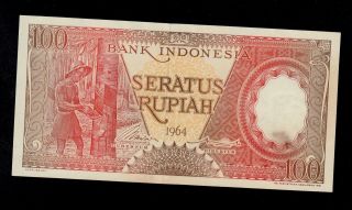 Indonesia 100 Rupiah 1964 Mfb Pick 97a Au - Unc Banknote. photo