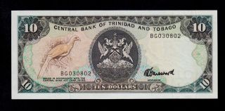 Trinidad And Tobago 10 Dollars (1985) Bg Pick 38c Unc -.  Banknote. photo