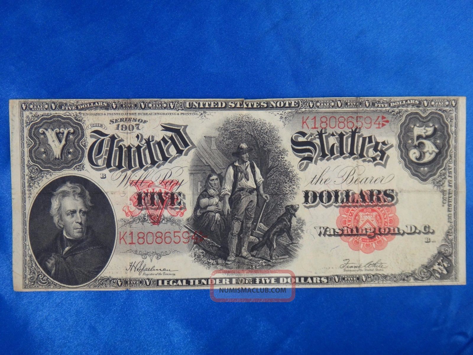 1907 $5 United States Large Note Red Seal Large Size Notes photo