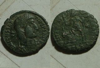 Constantius Augustus Spearing Enemy Horse Rider Rare Ancient Roman Coin/ae2/tsa photo