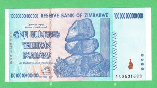 Zimbabwe 100 Trillion Dollars Note P - 94 Uncirculated photo