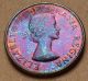Unc Rainbow Toned 1961 Canada Silver Half Dollar 50 Cent Shield Historic Colour Coins: Canada photo 2