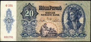 Hungary 20 Pengo 15/1/1941 P - 109 Vf Circulated Banknote photo
