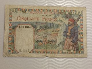 French Algeria 1942 5 Francs photo