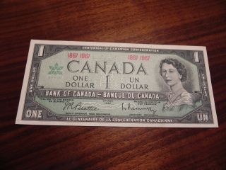1967 Canada One Dollar Centennial Note - Bank Of Canada Crisp Xf photo