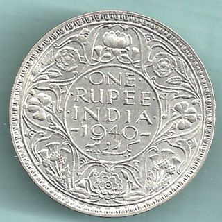 British India - 1940 - King George Vi Emperor - One Rupee - Rare Aunc Coin photo