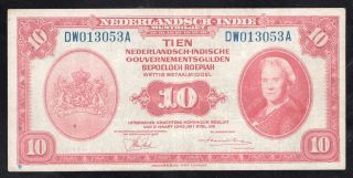 Netherlands Indies 10 Gulden Muntbiljet (p114) Sn/ Dw - 013053 - A photo