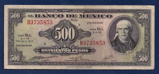 Mexico 500 Pesos 1972 P - 51o J.  M.  Morelos Y Pavon Mexican Note photo