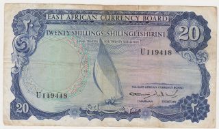 East Africa 20 Shillings Nd 1964 Vf P.  47a photo