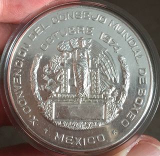 Mexico 1974 Box Council Meeting Silver Ounce Struck By Mex. ,  Rare photo
