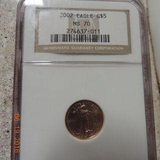 2002 $5 Gold Eagle,  Ngc Ms 70 photo