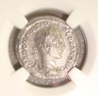 Ad 222 - 235 Severus Alexander Mars Reverse Ancient Roman Silver Denarius Ngc Xf photo