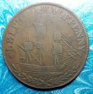 1797 Scotland Lothian Leith Half Penny Conder Token D&h 61 photo