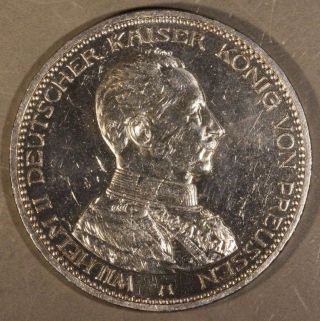 1913a German State Prussia 5 Mark Silver Polished Us photo