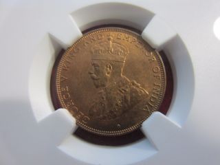 1934 Hong Kong One Cent Ngc Ms66rb Red Brown Luster photo